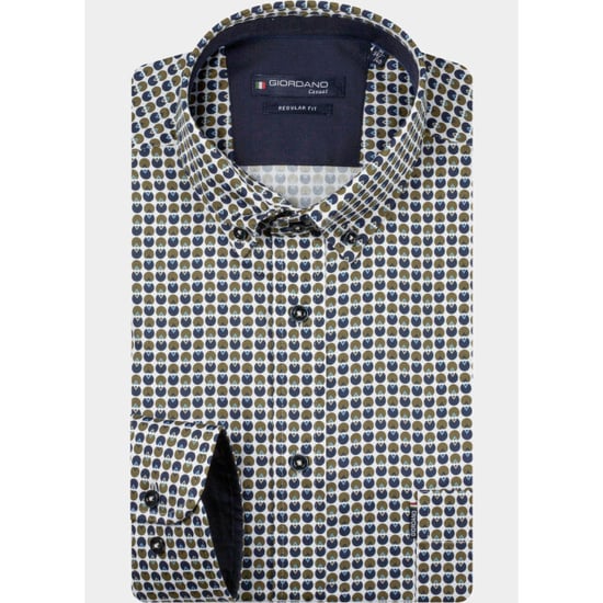 Giordano Camisa de hombre Verde Dino Satin Stretch Graphic 627021/70 - Image 2