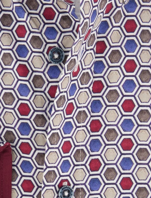 Giordano Camisa de hombre Dino Satin Stretch Geometric 627027/40 - Image 4