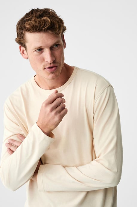 Camiseta de manga larga con cuello redondo de canalé - Image 4