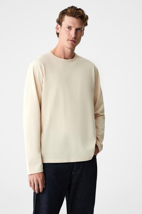 Camiseta de manga larga con cuello redondo de canalé - Image 5