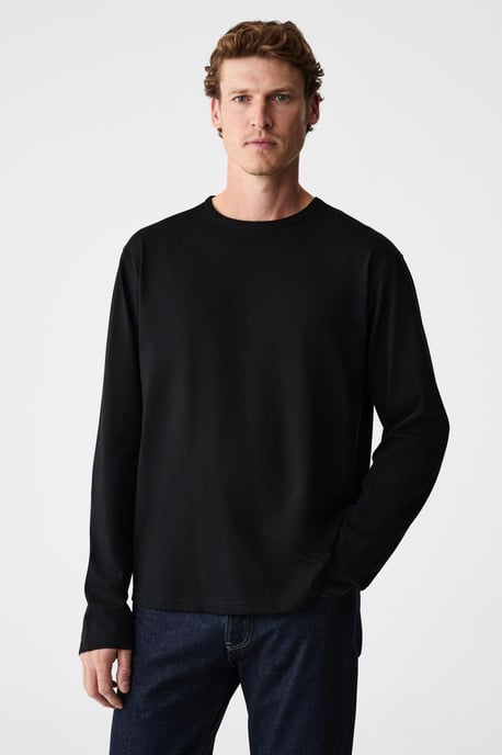 Camiseta de manga larga con cuello redondo y textura de canalé - Image 5