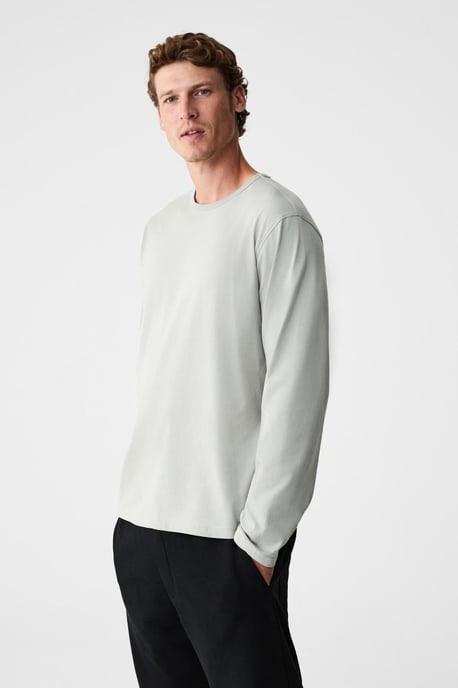 Camiseta de canalé de manga larga y cuello redondo - Image 2