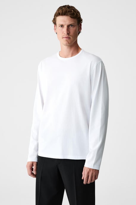 Camiseta de manga larga con cuello redondo y tejido de canalé - Image 3