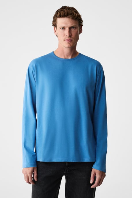 Camiseta de manga larga de canalé con cuello redondo - Image 2
