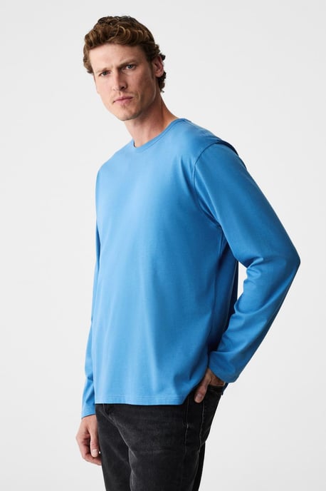Camiseta de manga larga de canalé con cuello redondo - Image 5
