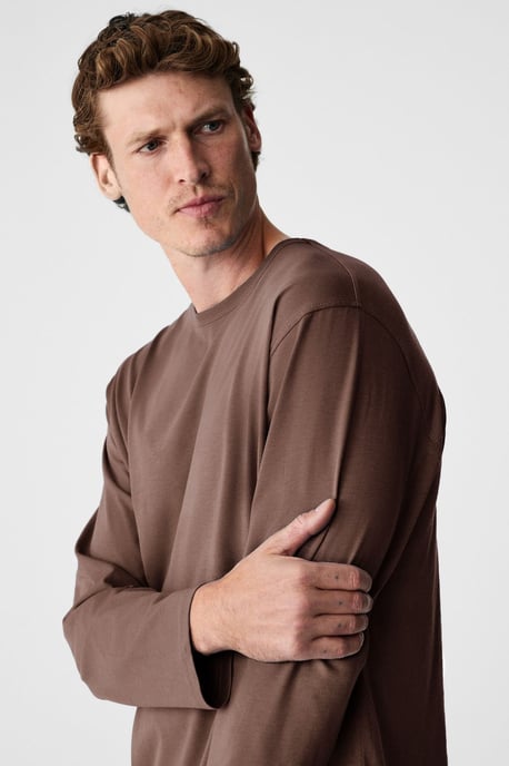 Camiseta de manga larga de canalé con cuello redondo - Image 3