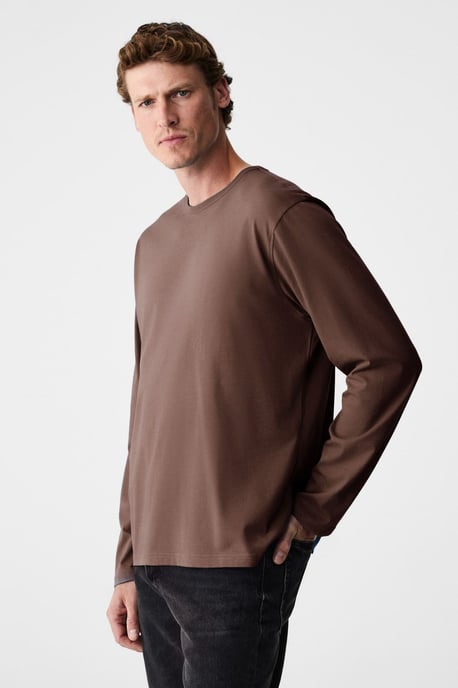 Camiseta de manga larga de canalé con cuello redondo - Image 4