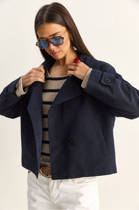 Gabardina corta con cuello mao - Image 4