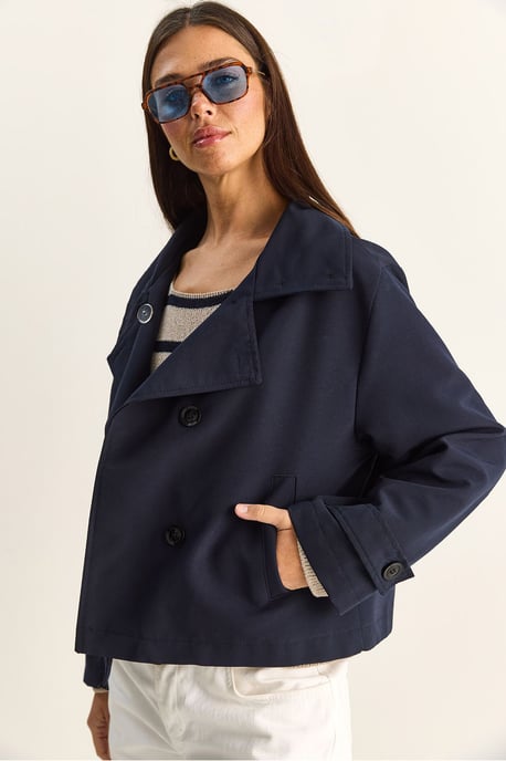 Gabardina corta con cuello mao - Image 5