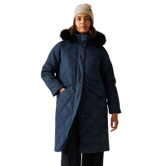 Regatta Chaqueta acolchada larga Freyla para mujer, repelente al agua – azul marino - Image 1
