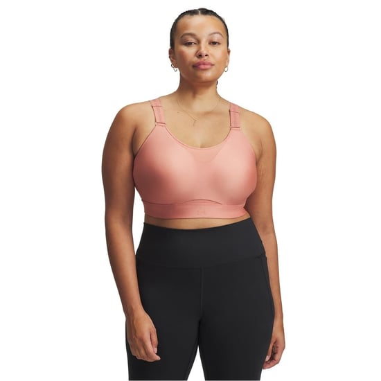Sujetador deportivo de alto impacto con escote en V Under Armour Infinity para mujer en rosa - Image 1
