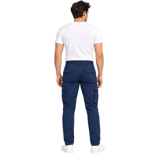 Joss Pantalón cargo de hombre Regular Fit con bolsillos con cremallera de algodón elástico - Image 2