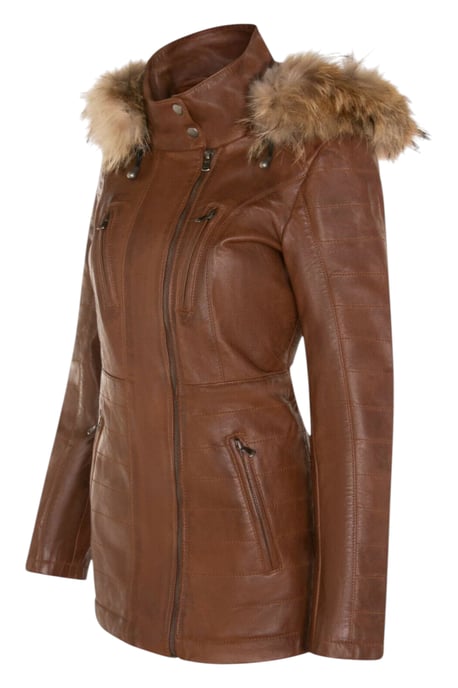 Parka de cuero acolchado color canela para mujer - Winton - Image 4