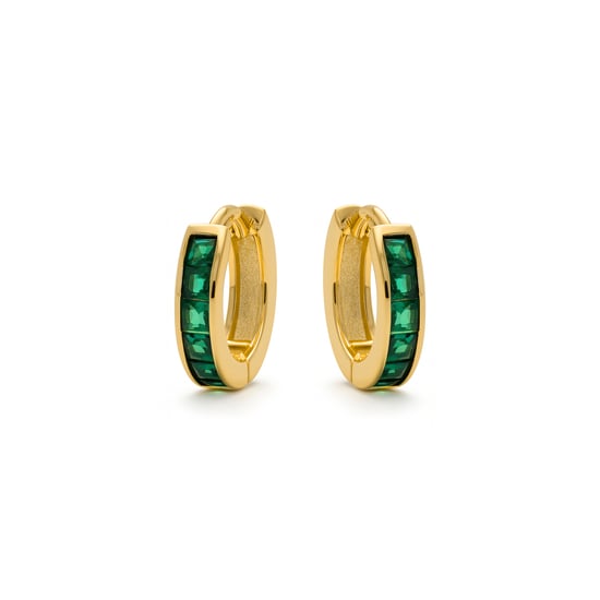 Pendientes Luxenter Wudya de Circonita Esmeralda,acabados en oro amarillo de 18 quilates - Image 3