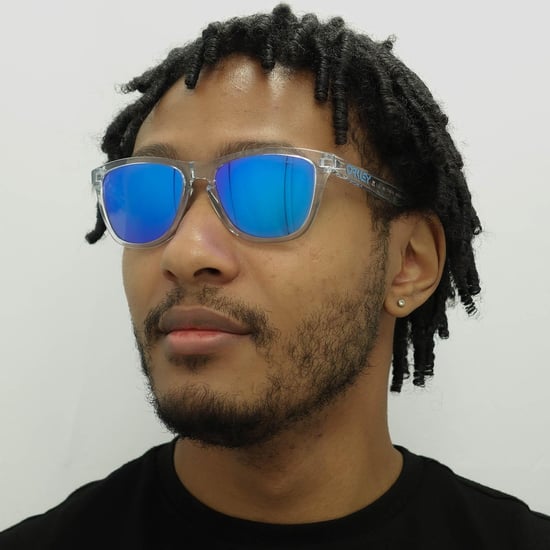 Gafas de sol Oakley rectangle unisex crystal clear prizm sapphire frogmouths - Image 5