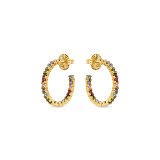 Pendientes Luxenter de Plata de Ley 925 con Circonita Multicolor acabados en oro amarillo de 18K - Vyamba - Image 3