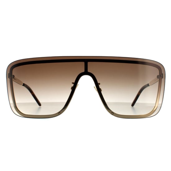 Gafas de sol unisex Saint Laurent Shield doradas con degradado marrón - Image 1