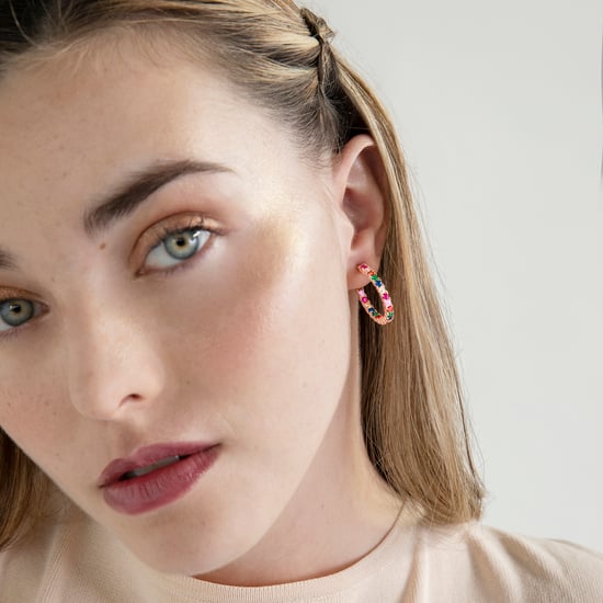 Pendientes Luxenter  de Plata de Ley 925 con Circonita Multicolor acabados en oro rosa de 18K - Vyamba - Image 2