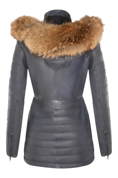 Parka de cuero acolchada azul para mujer - Winton - Image 4