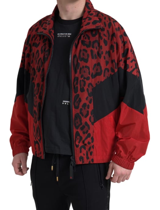 Chaqueta de pista con estampado de leopardo rojo y negro - Image 2