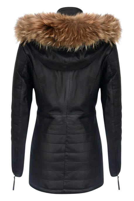 Parka de cuero acolchada negra para mujer - Winton - Image 5