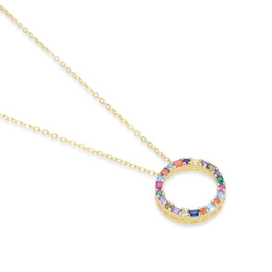 Collar Luxenter hrius de plata de ley 925 y circonita multicolor con acabado en baño de oro amarillo de 18 quilates - Image 5