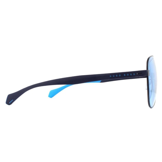 Hugo Boss Aviator Gafas de sol de espejo azul mate para hombre - Image 4