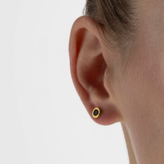 Pendientes Luxenter, naadim de plata de ley 925 y circonita onix acabado baño oro 18K - Image 3