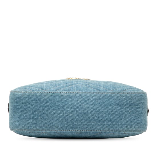 Cruzada Perla Denim Matelassé Gg Marmont Pequeña de Segunda Mano - Image 3