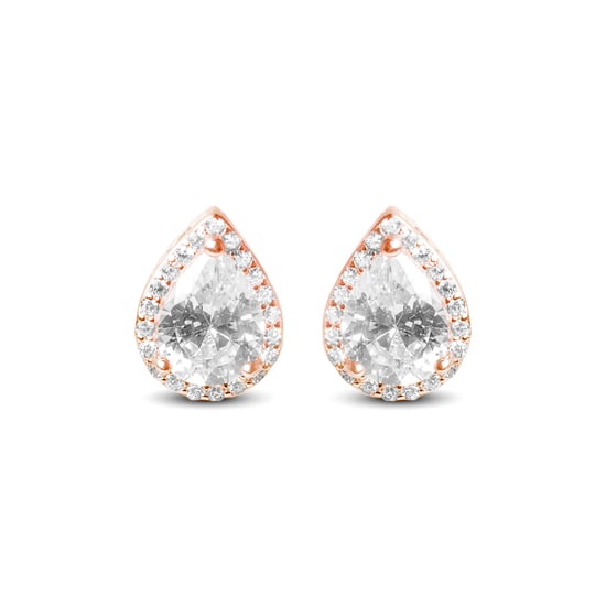 Pendientes Luxenter, theli de plata de ley 925 y circonita brillante con acabado baño oro rosa 18K - Image 1