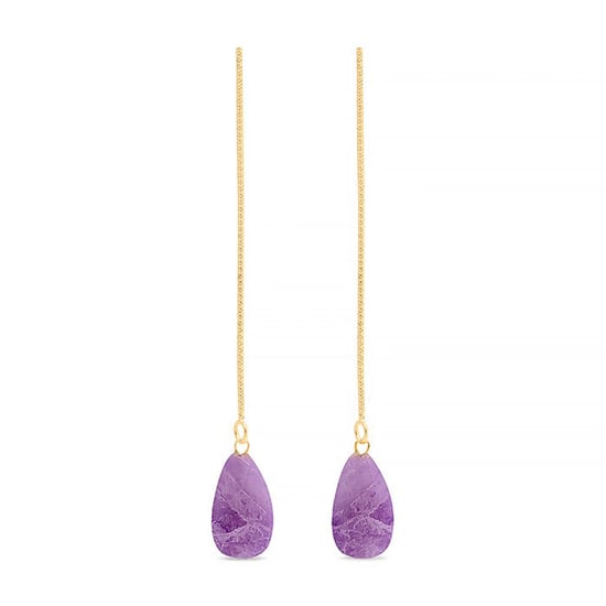 Pendientes Luxenter, zoqoyi de plata de ley 925 y amatista natural acabado baño oro 18K - Image 1