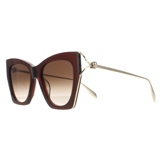 Alexander McQueen Cat Eye Señoras Marrón Oro Marrón Gradiente AM0375S - Image 2