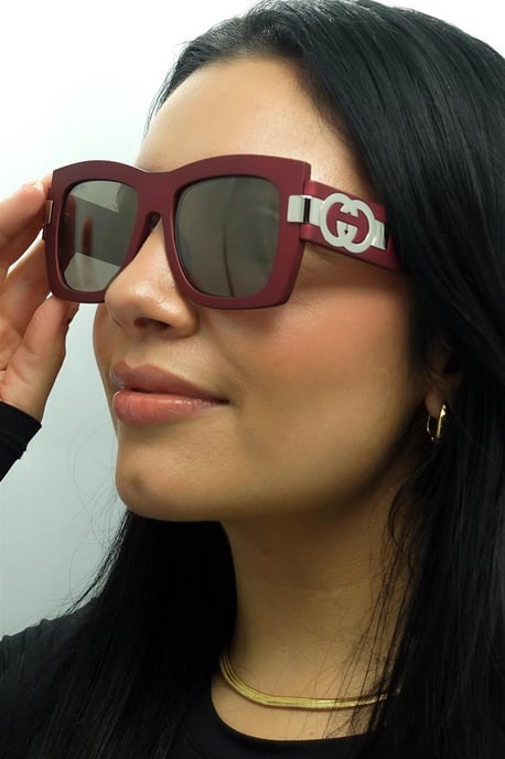 Gucci Cuadrado Mujer Rojo con Plata Gris con Espejo Plata Claro GG1688S - Image 5