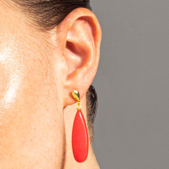 Pendientes Luxenter, adak de plata de ley 925 y coral acabado baño oro 18K - Image 4