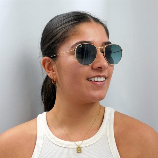 Gafas de sol Ray-Ban Square Unisex Oro Azul Gris Gradiente - Image 5