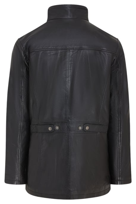 Chaqueta militar de cuero negro para hombre - Abrigo de campo - Image 5