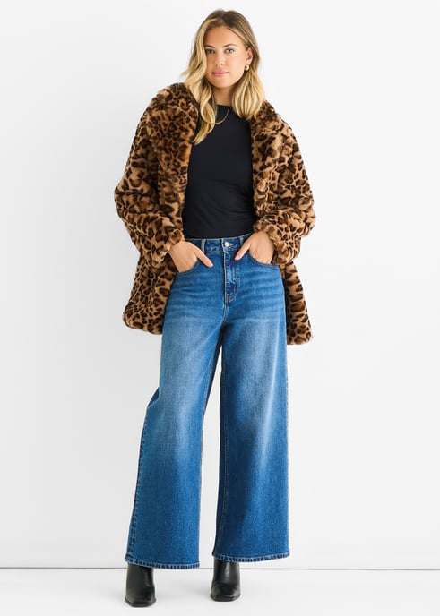 Chaqueta de pelaje de piel sintética de leopardo - Image 1