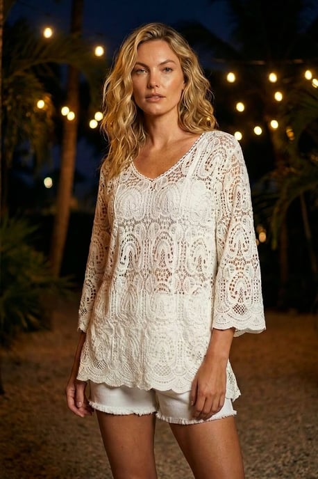 Cotton Crochet Tunic Top - Image 2