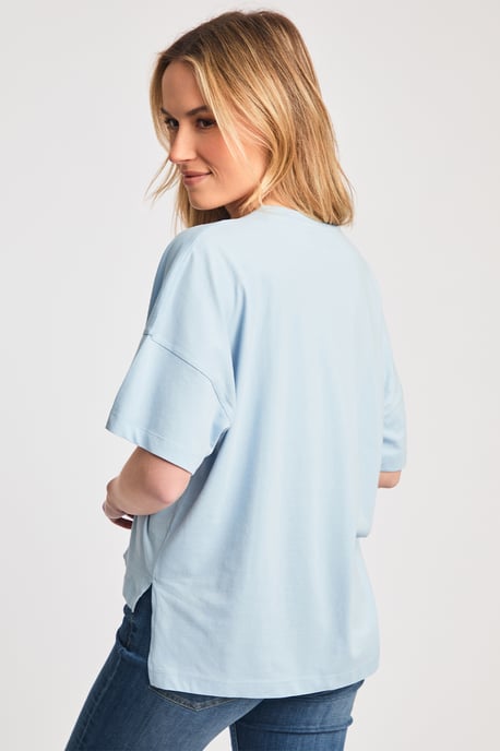 Blue 2 Pack Cotton Crew Neck Boxy Fit Short Sleeve T-Shirts - Image 3