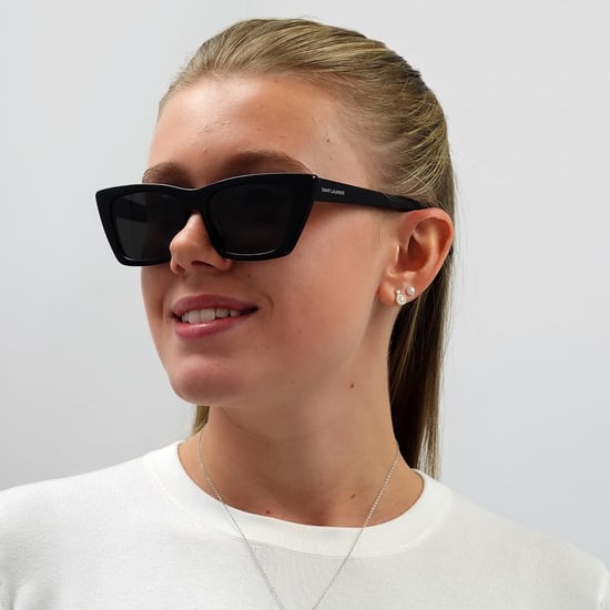 Gafas de sol de mujeres Saint Laurent Cat Eye negras y grises - Image 6