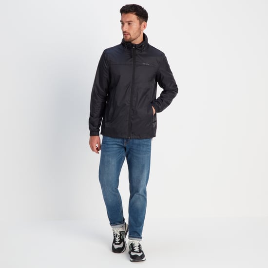 Craven Mens Waterproof Packaway Jacket Black - Image 3