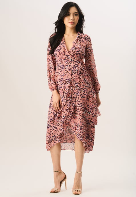 Vestido cruzado con volantes de varios animales - Image 1
