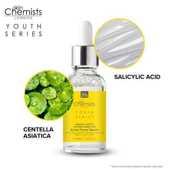 skinChemists Sérum antiedad para piel con tendencia al acné. Ácido salicílico al 2%, Centella asiática al 3%. 30 ml. - Image 2