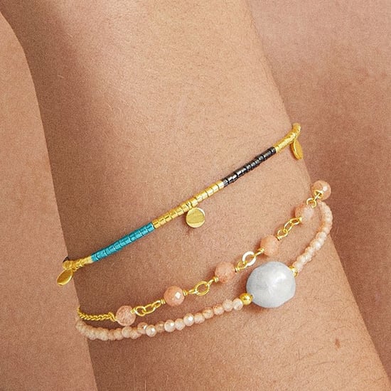 Pulsera Luxenter, ekhao de aleación de metal y circonita champagne acabado baño oro 18K - Image 3