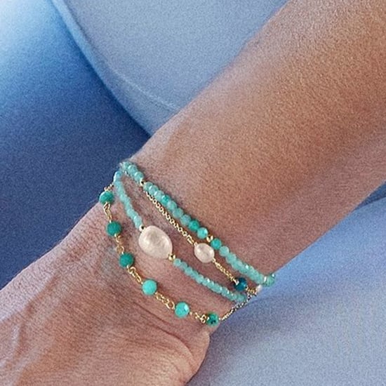 Pulsera Luxenter, athat de aleación de metal y amazonita acabado baño oro 18K - Image 3