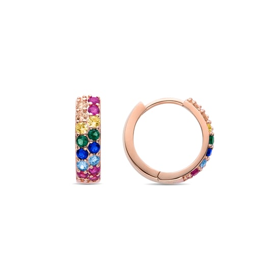 Pendientes Luxenter de Plata de Ley 925 con Circonita Multicolor acabados en oro rosa de 18K - Imewa - Image 1