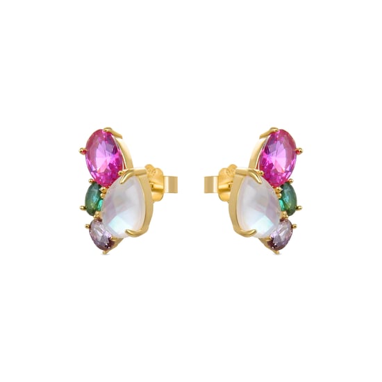 Pendientes Luxenter de Plata de Ley 925 con Cristal De Roca y Madreperla acabados en oro amarillo de 18K - Zafi - Image 3