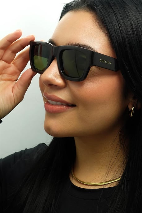 Gucci Square Mens Marrón Oscuro con Verde Habana GG1668S - Image 5