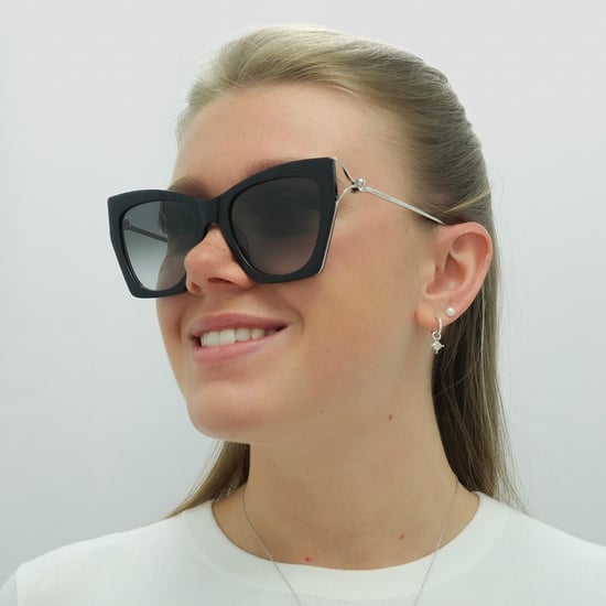 Alexander McQueen Cat Eye Señoras Negro Plata Gris Gradiente AM0375S - Image 6