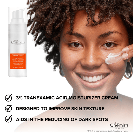 skinChemists Crema hidratante antiedad con ácido tranexámico al 3%, 100 ml. - Image 3